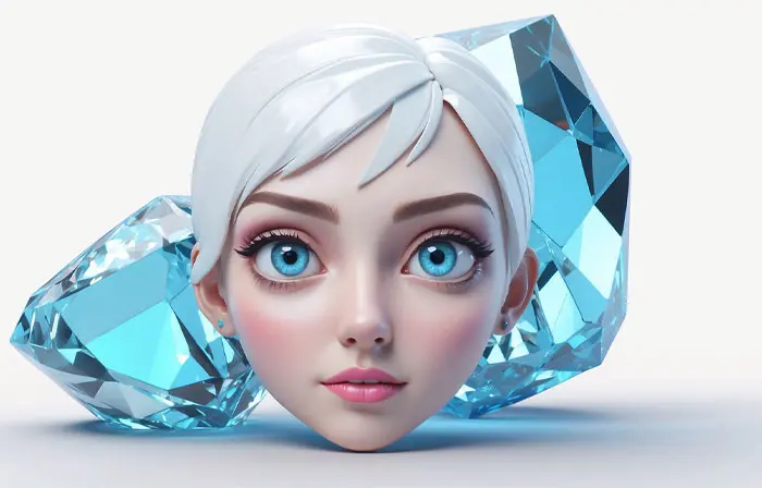 Cute Women Face 3D Character Design Illustration
